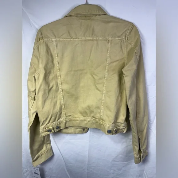 Free People Sunwash Yellow Cropped Denim Jacket Size S NWT - Picture 3 of 6